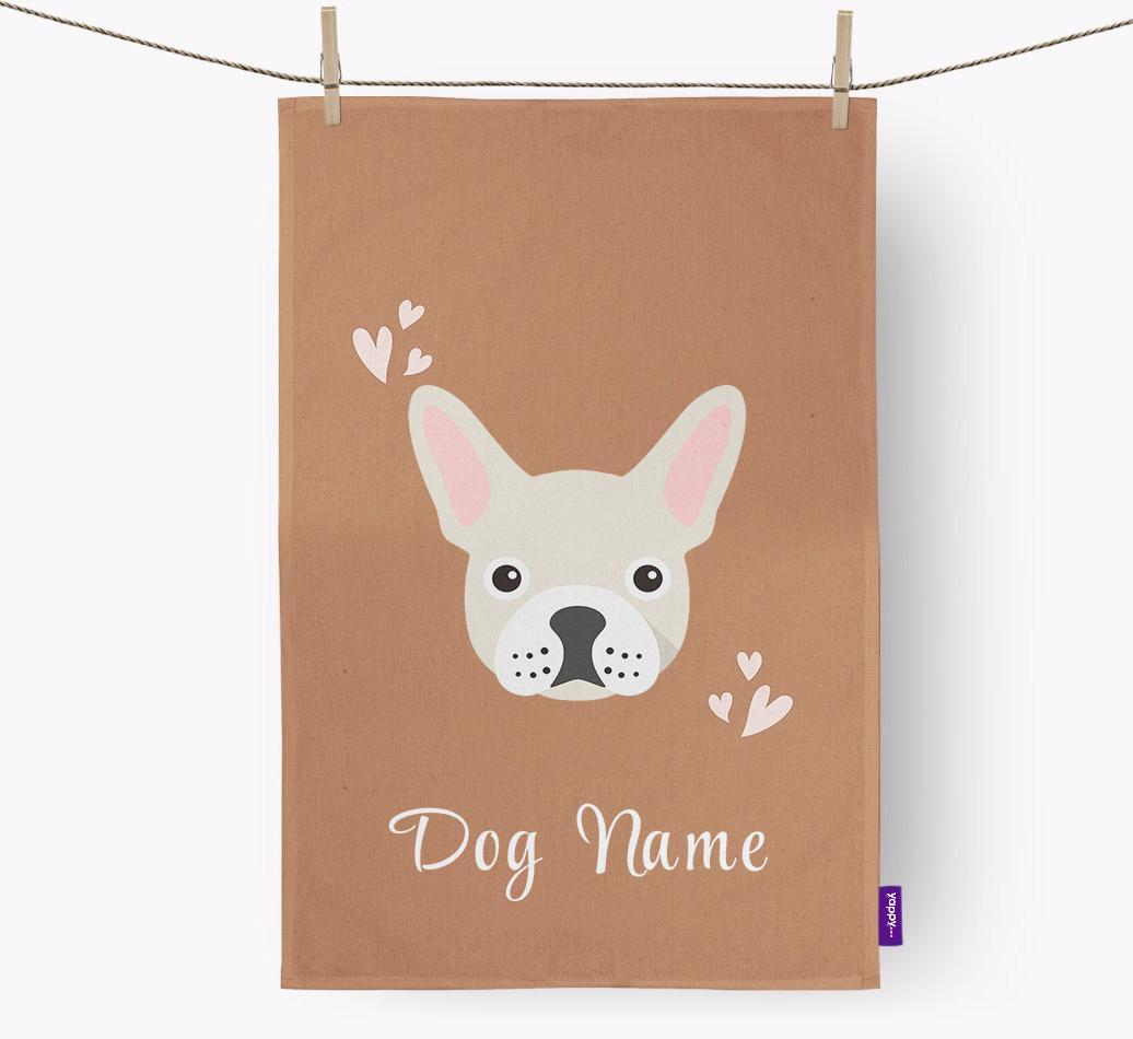 'Hearts' - Personalized {breedFullName} Dish Towel