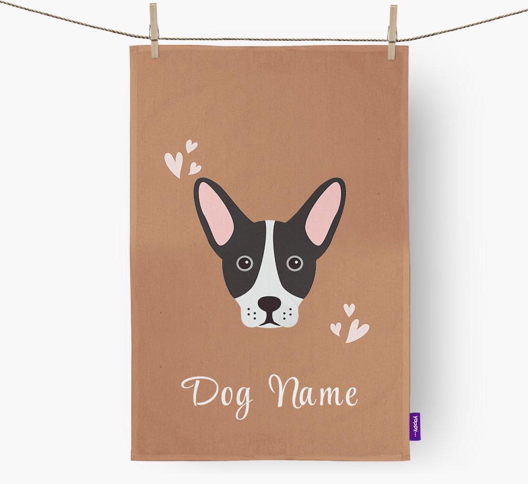 'Hearts' - Personalized {breedFullName} Dish Towel