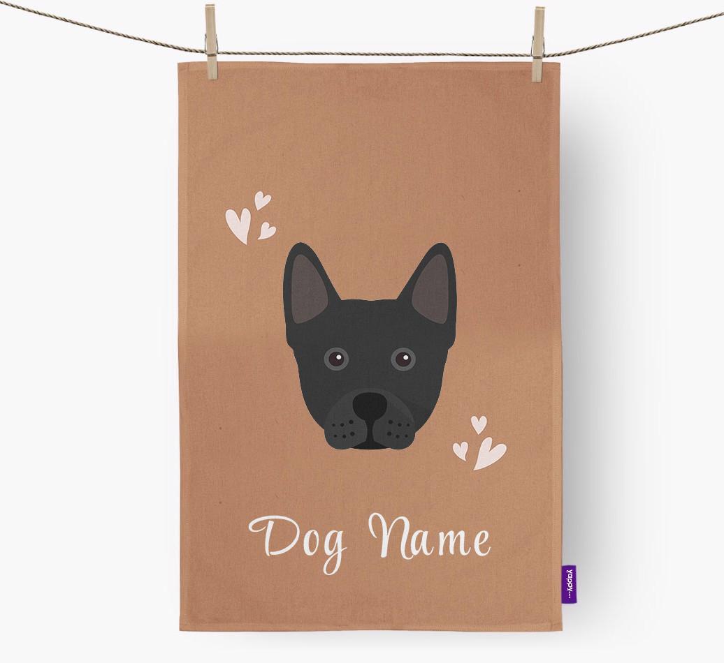 'Hearts' - Personalized {breedFullName} Dish Towel