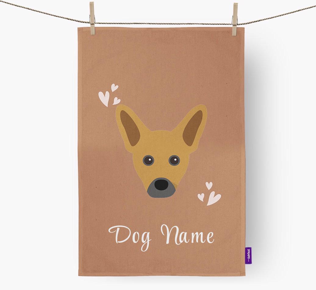 'Hearts' - Personalized {breedFullName} Dish Towel