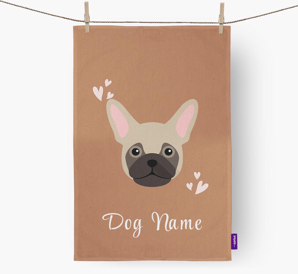 'Hearts' - Personalized {breedFullName} Dish Towel