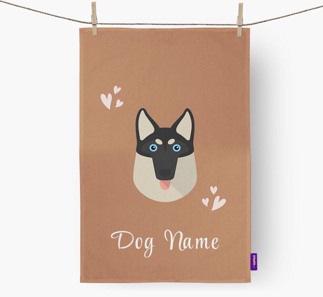 'Hearts' - Personalized {breedFullName} Dish Towel