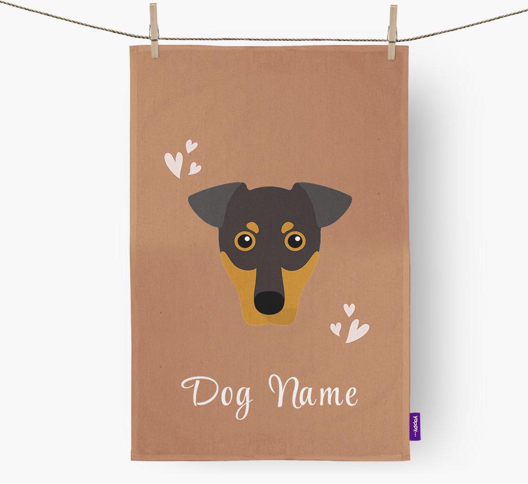 'Hearts' - Personalized {breedFullName} Dish Towel