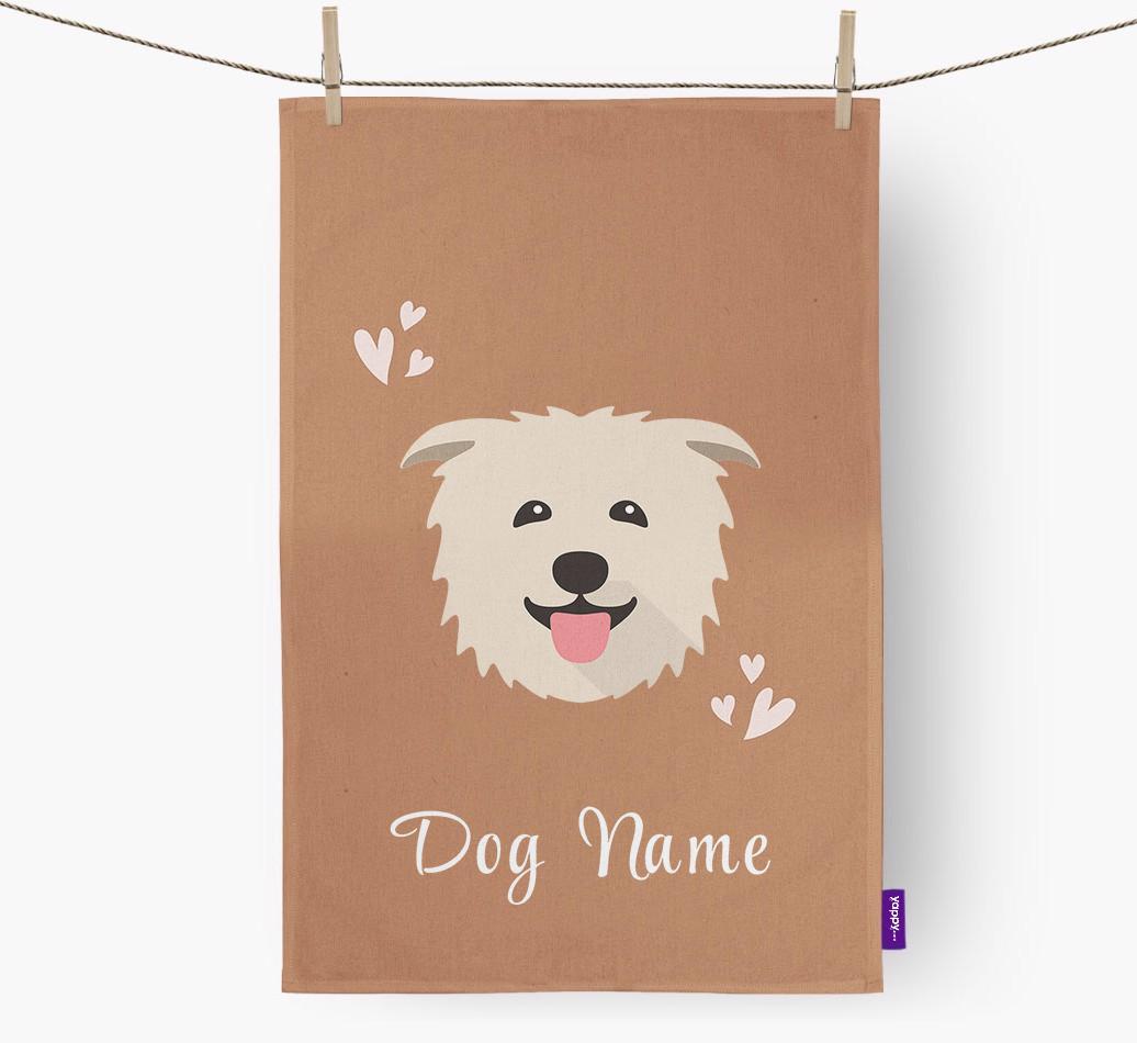 'Hearts' - Personalized {breedFullName} Dish Towel