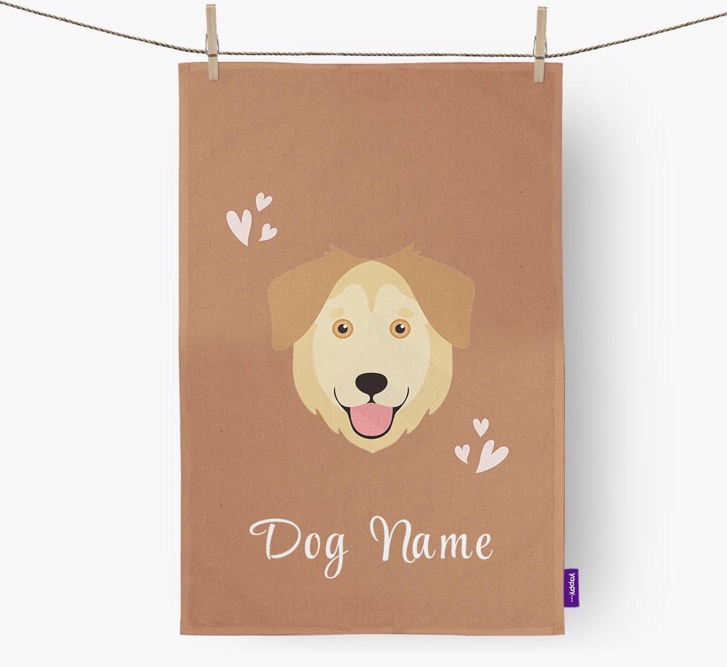 'Hearts' - Personalized {breedFullName} Dish Towel