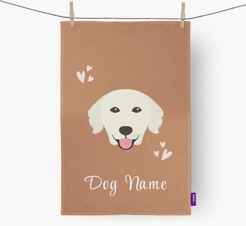 'Hearts' - Personalized {breedFullName} Dish Towel