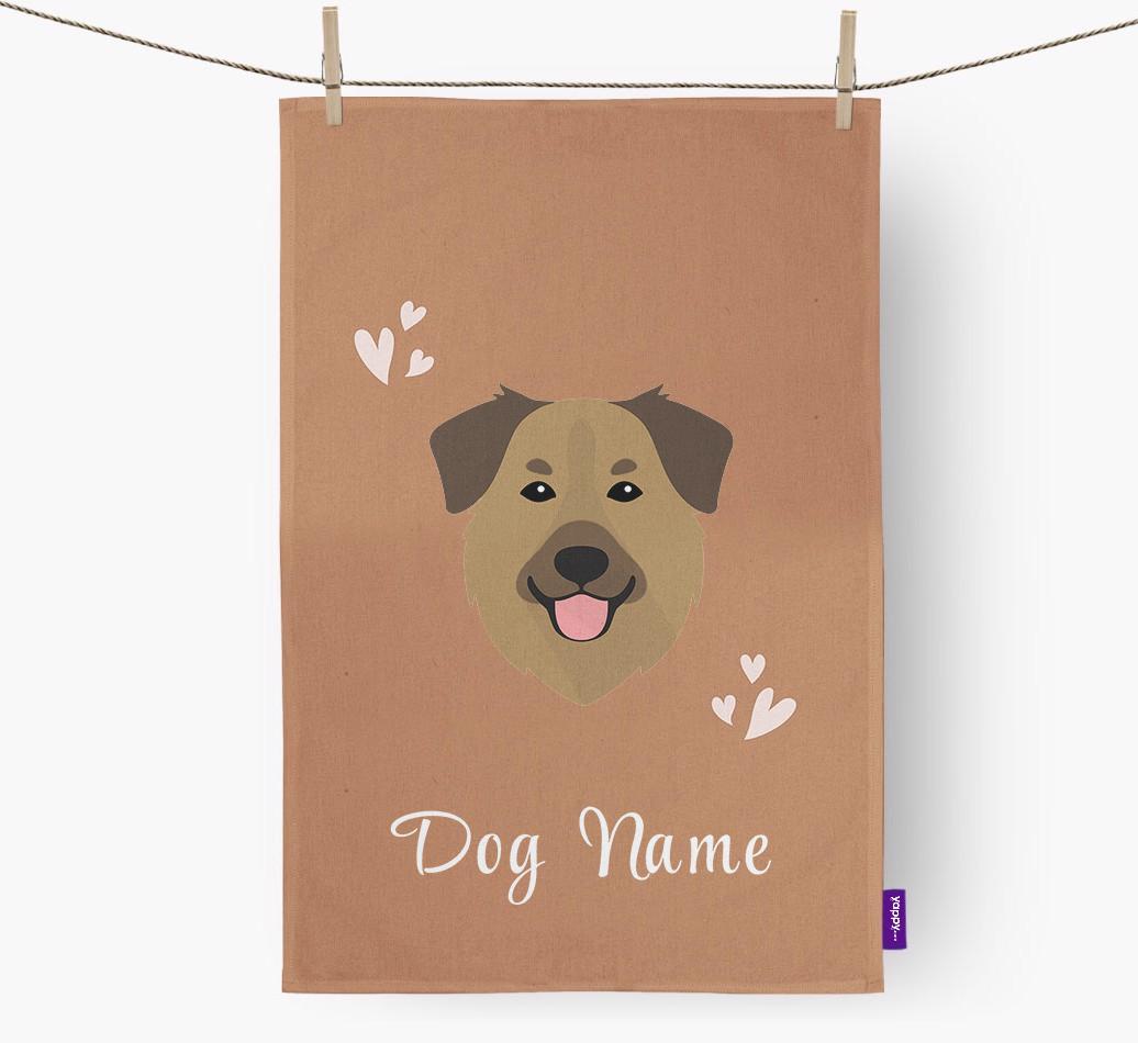 'Hearts' - Personalized {breedFullName} Dish Towel