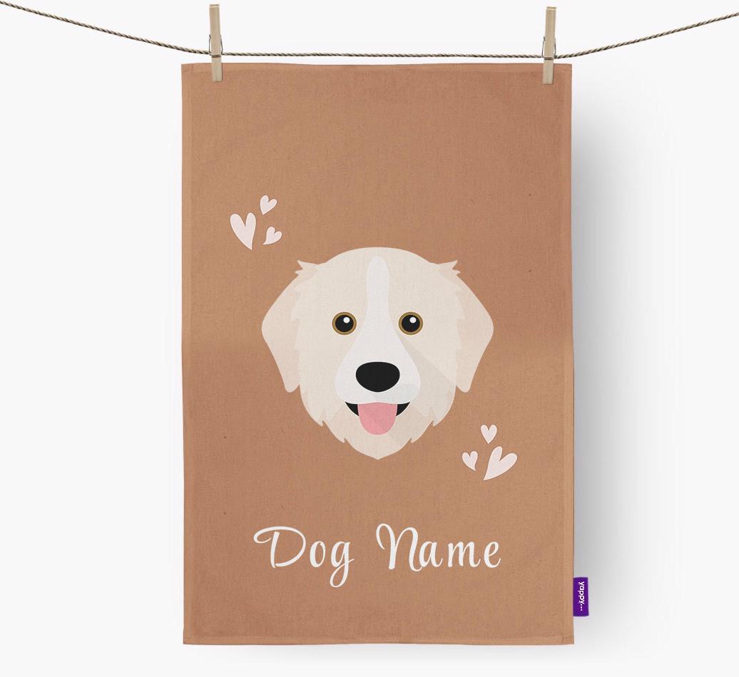 'Hearts' - Personalized {breedFullName} Dish Towel