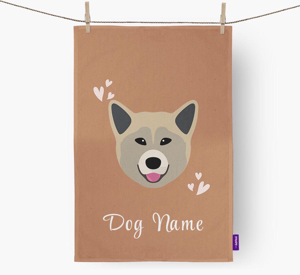 'Hearts' - Personalized {breedFullName} Dish Towel