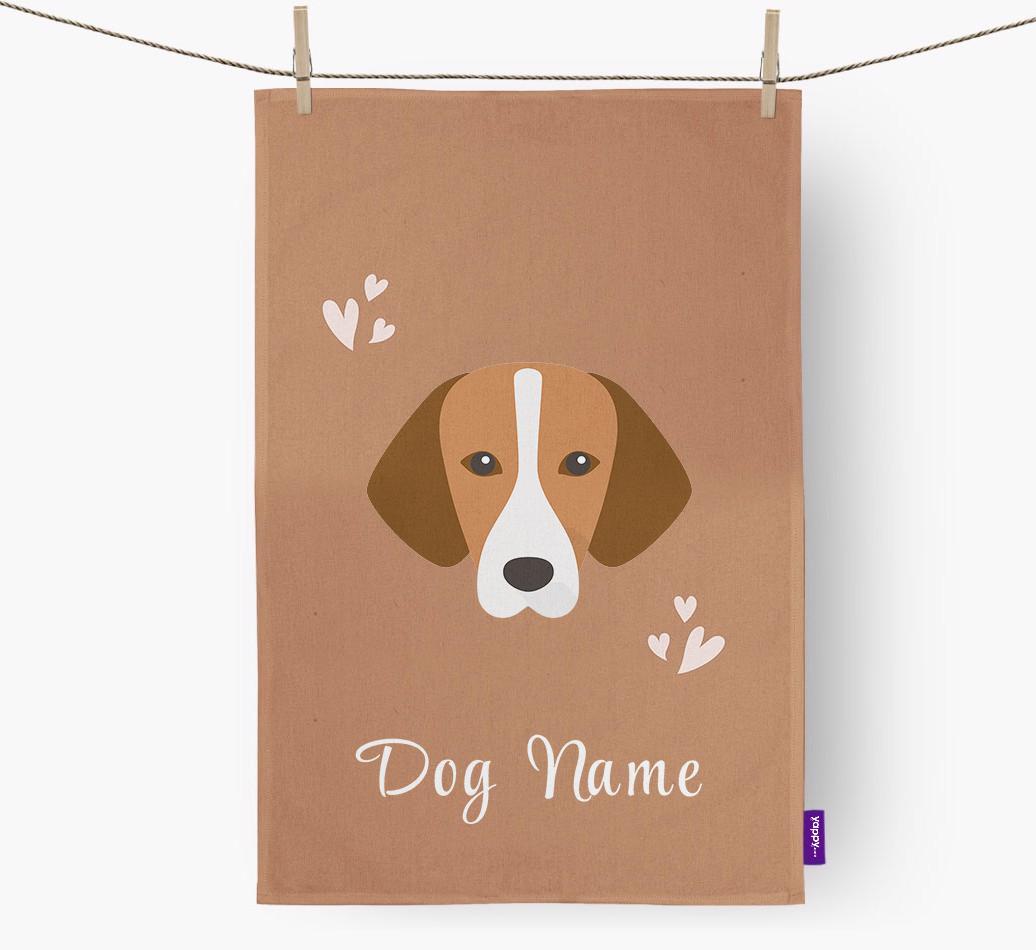 'Hearts' - Personalized {breedFullName} Dish Towel