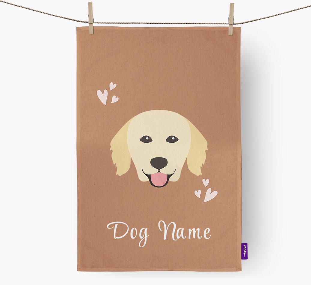 'Hearts' - Personalized {breedFullName} Dish Towel