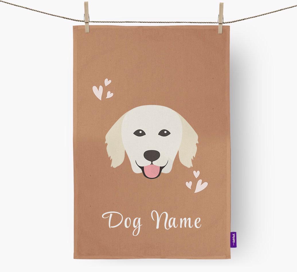 'Hearts' - Personalized {breedFullName} Dish Towel