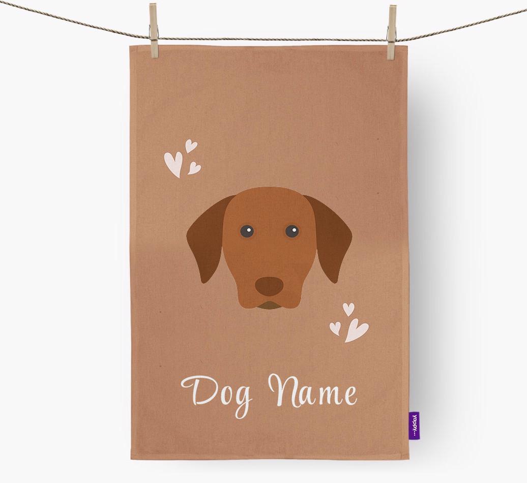'Hearts' - Personalised {breedFullName} Tea Towel