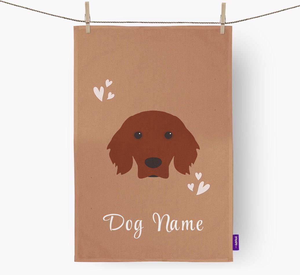 'Hearts' - Personalized {breedFullName} Dish Towel