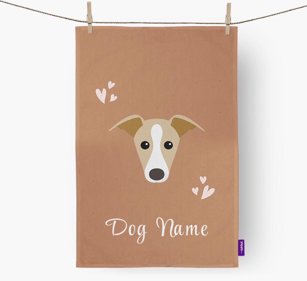 'Hearts' - Personalized {breedFullName} Dish Towel