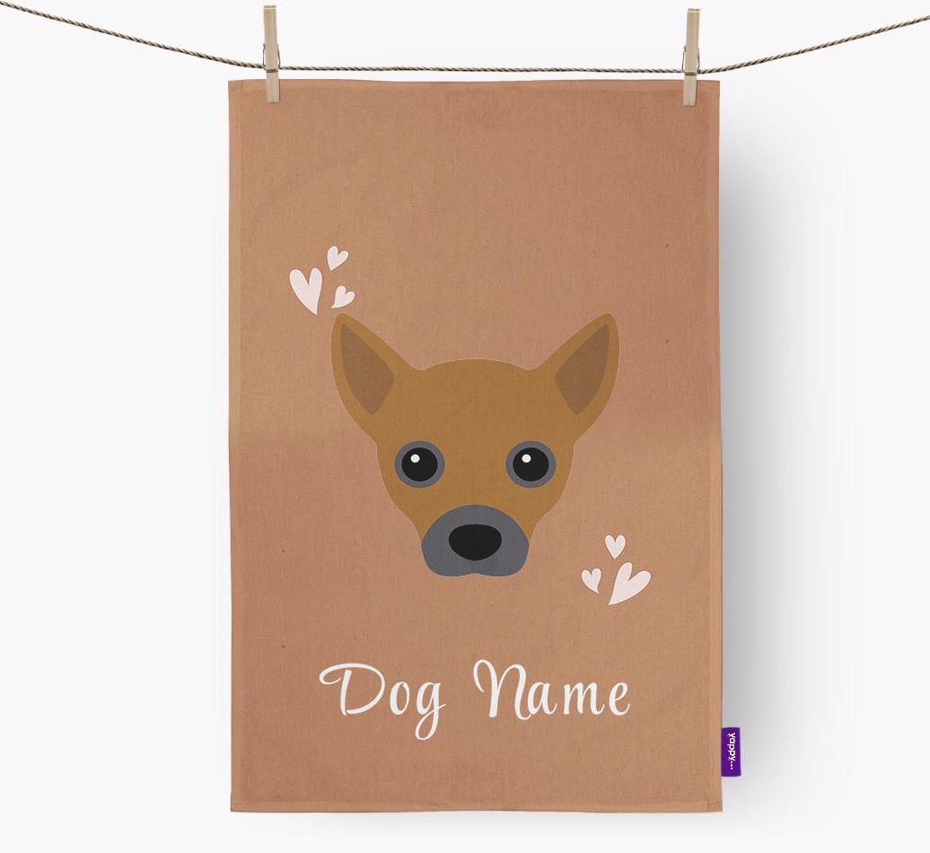 'Hearts' - Personalized {breedFullName} Dish Towel