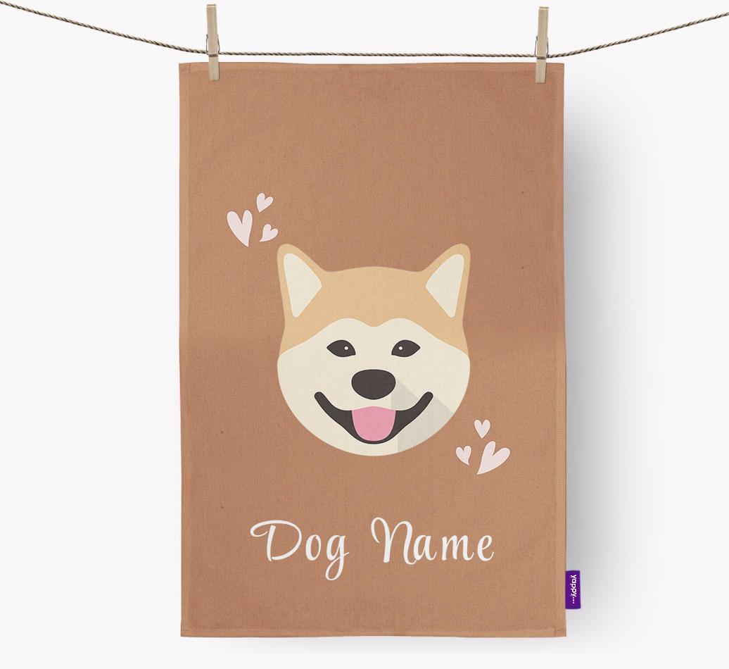 'Hearts' - Personalized {breedFullName} Dish Towel