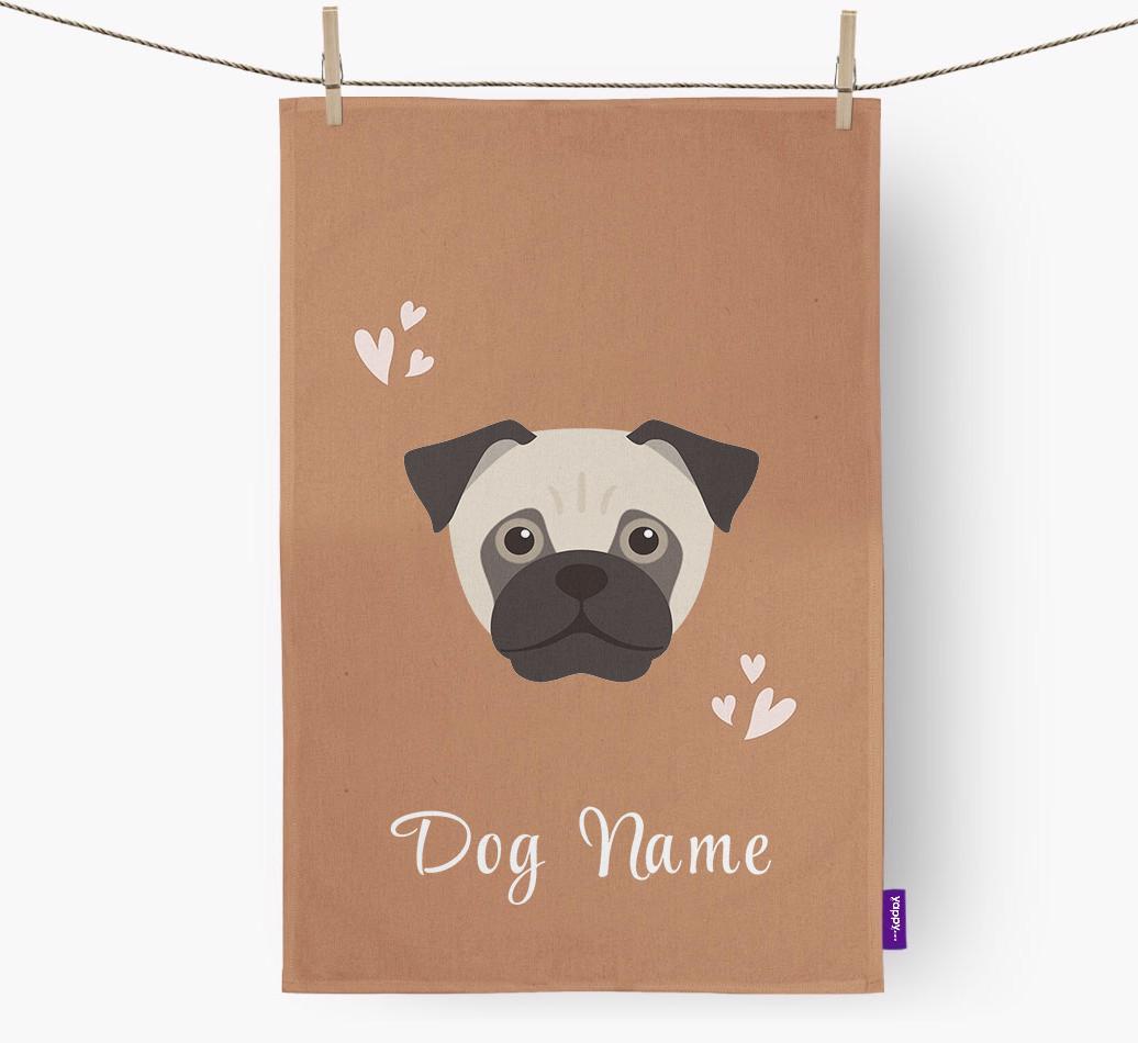 'Hearts' - Personalized {breedFullName} Dish Towel