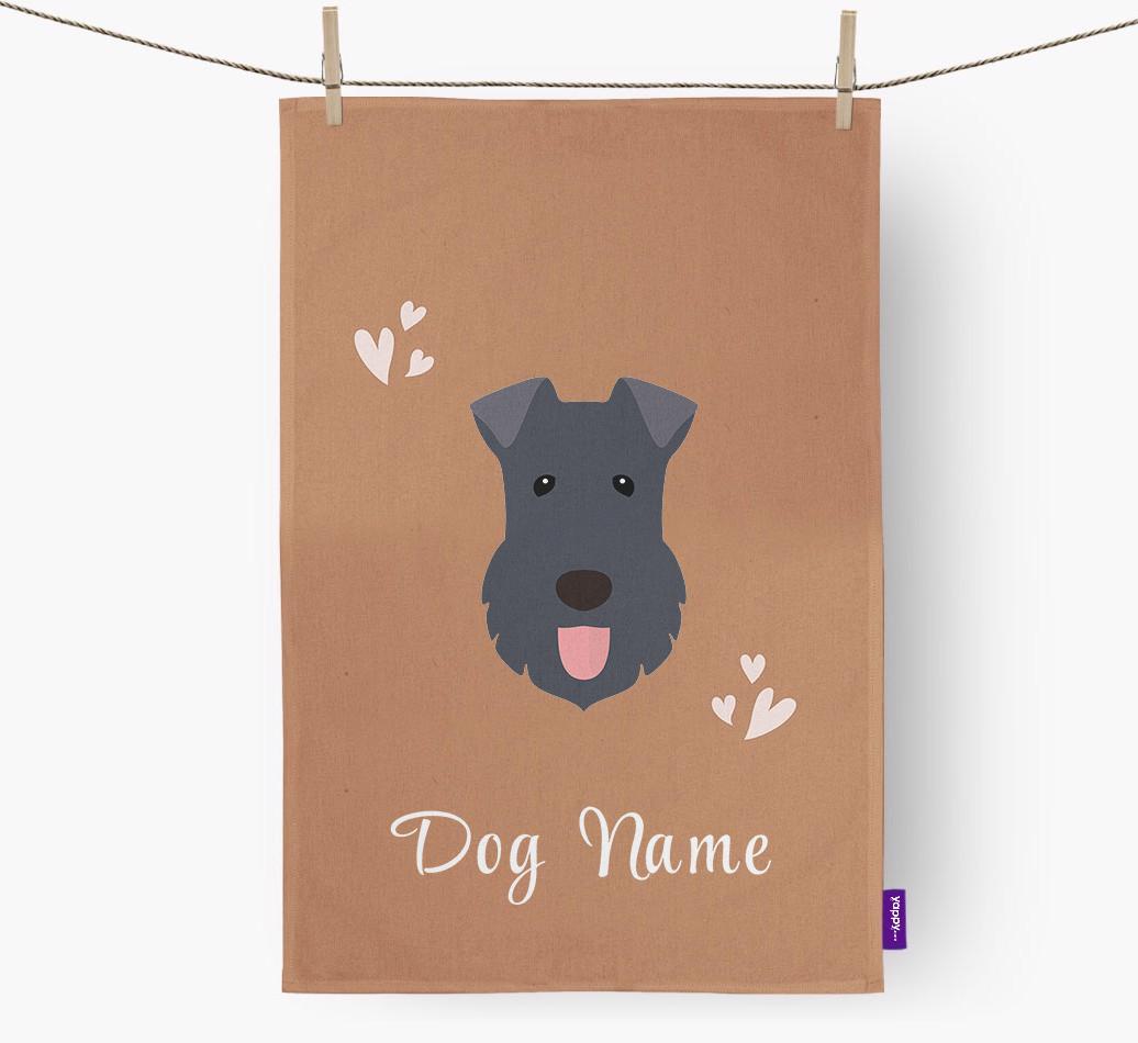 'Hearts' - Personalized {breedFullName} Dish Towel