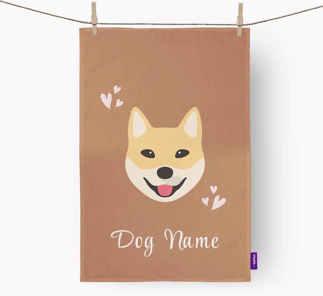 'Hearts' - Personalized {breedFullName} Dish Towel