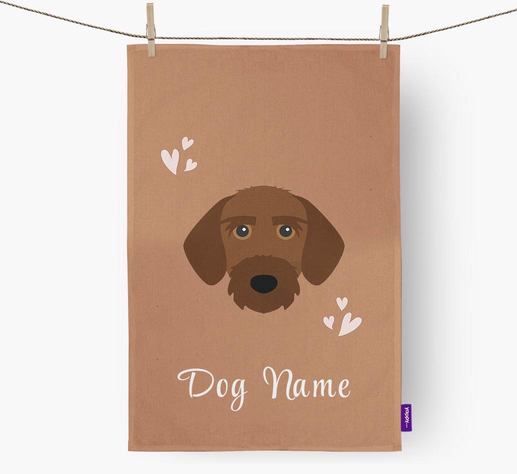 'Hearts' - Personalized {breedFullName} Dish Towel