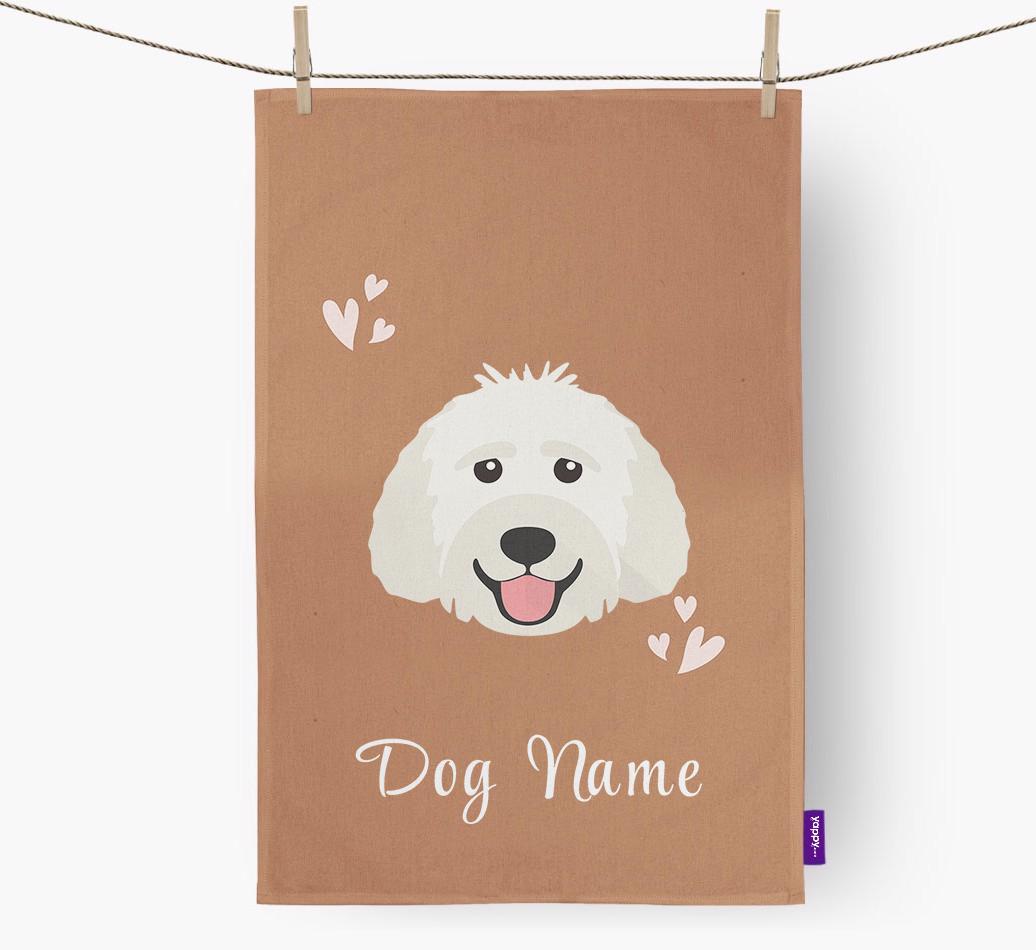 'Hearts' - Personalized {breedFullName} Dish Towel