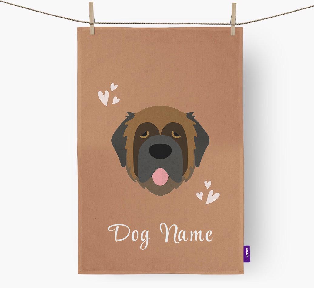 'Hearts' - Personalized {breedFullName} Dish Towel