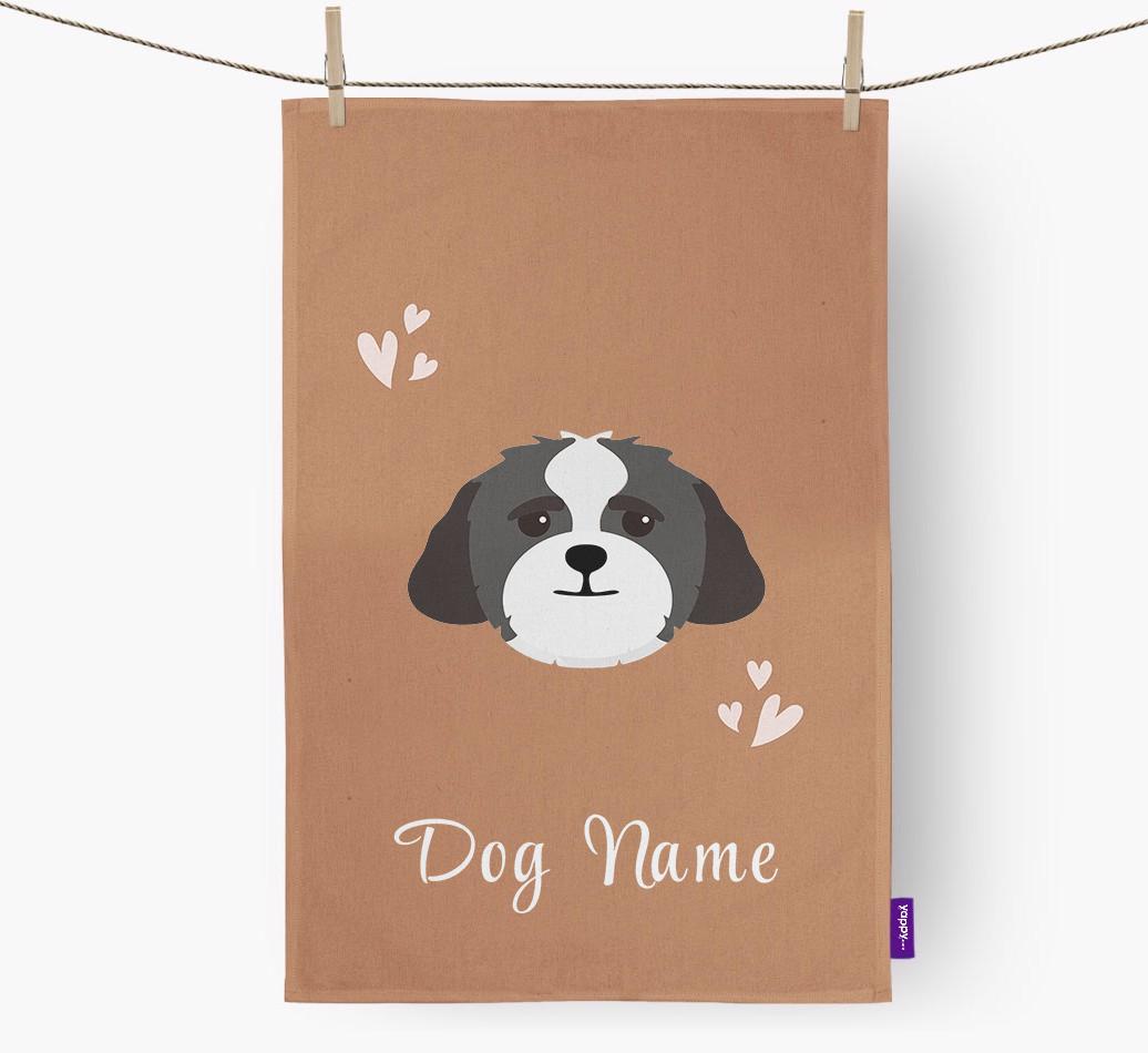 'Hearts' - Personalized {breedFullName} Dish Towel