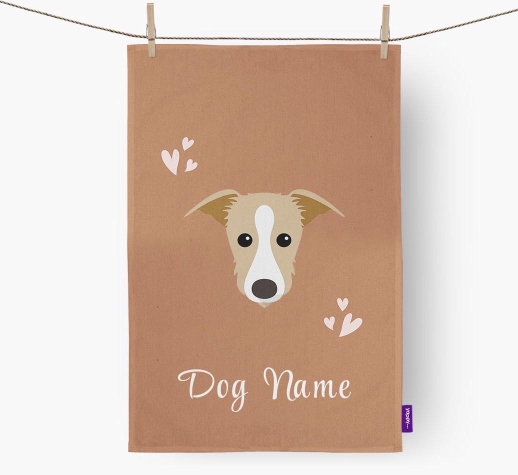 'Hearts' - Personalized {breedFullName} Dish Towel