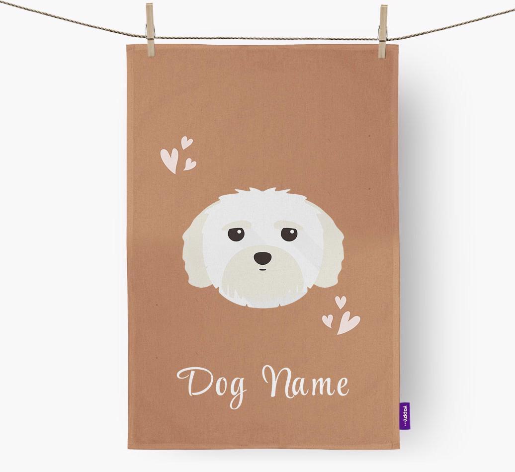 'Hearts' - Personalized {breedFullName} Dish Towel