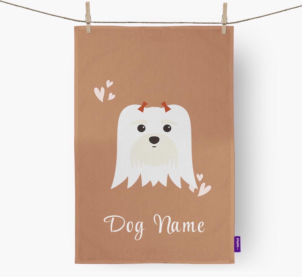 'Hearts' - Personalized {breedFullName} Dish Towel