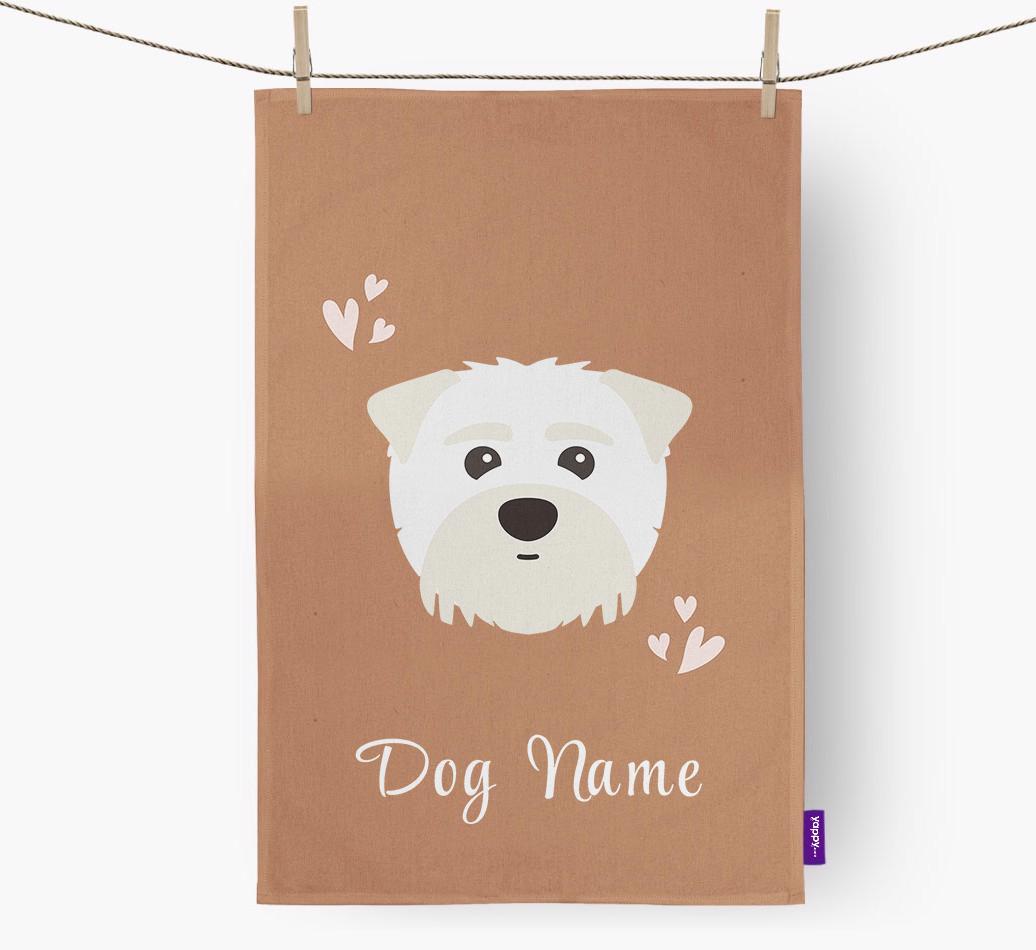 'Hearts' - Personalized {breedFullName} Dish Towel