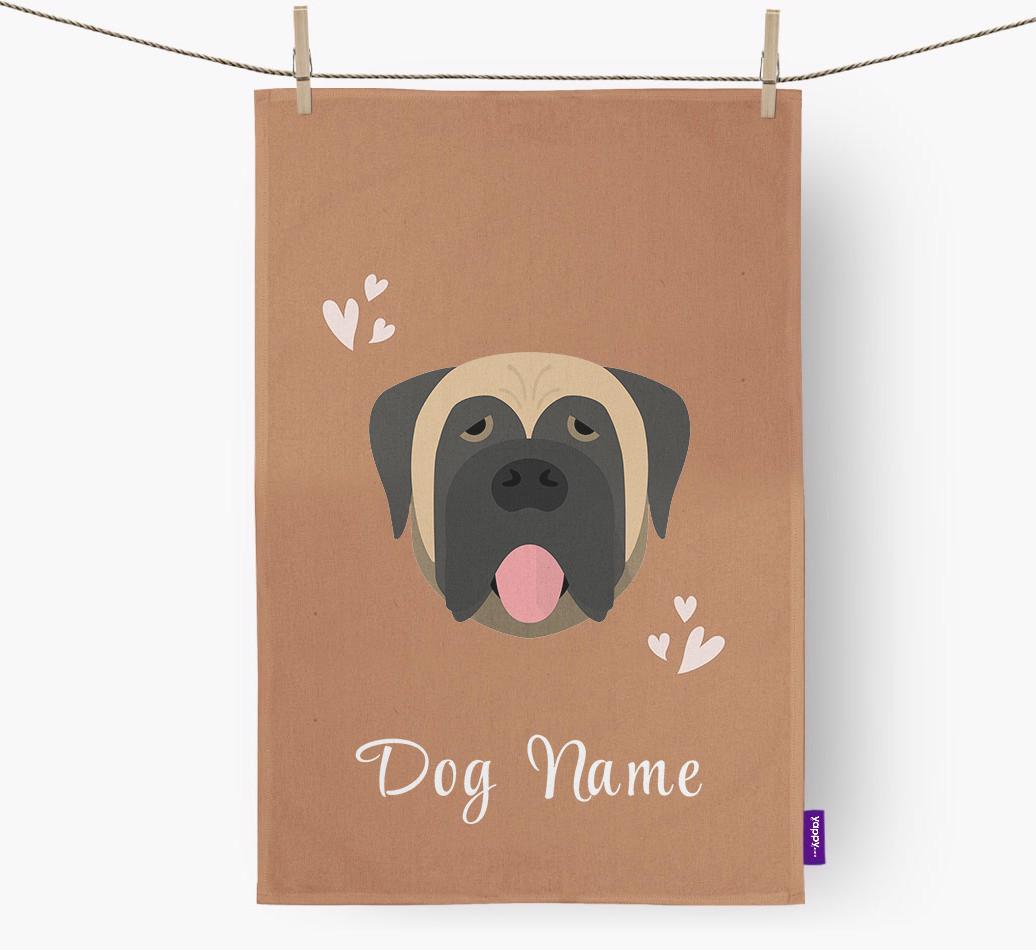 'Hearts' - Personalized {breedFullName} Dish Towel
