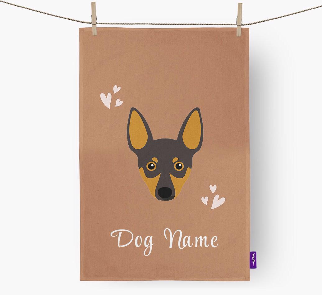 'Hearts' - Personalized {breedFullName} Dish Towel