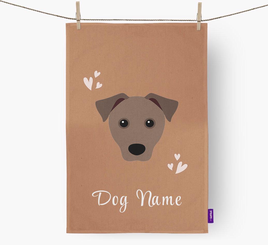 'Hearts' - Personalised {breedFullName} Tea Towel