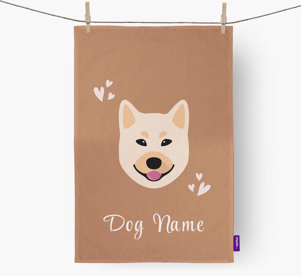 'Hearts' - Personalized {breedFullName} Dish Towel