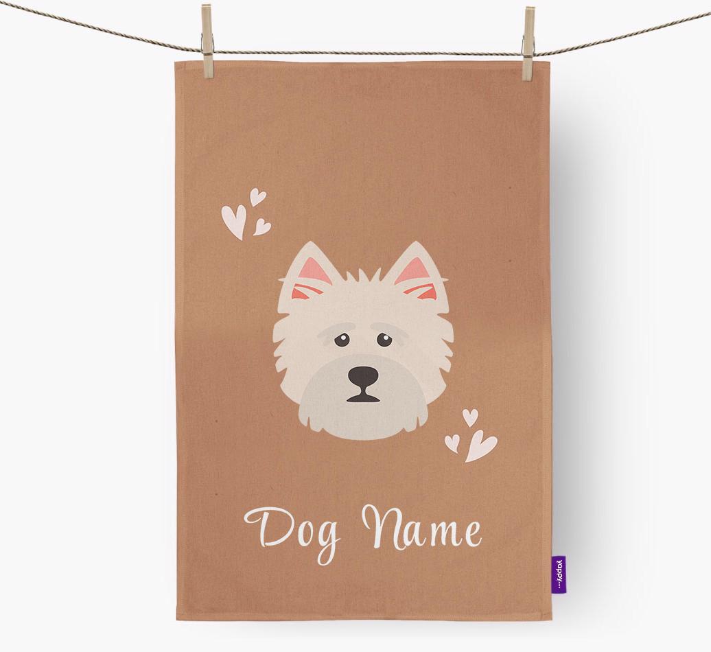 'Hearts' - Personalized {breedFullName} Dish Towel