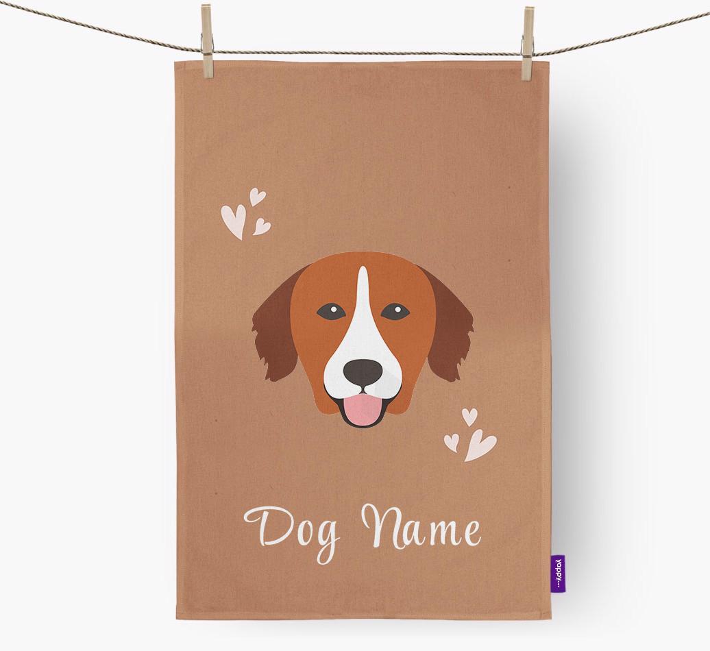 'Hearts' - Personalized {breedFullName} Dish Towel