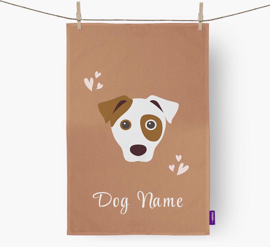 'Hearts' - Personalized {breedFullName} Dish Towel