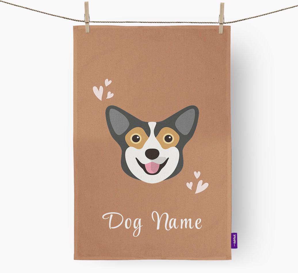 'Hearts' - Personalized {breedFullName} Dish Towel