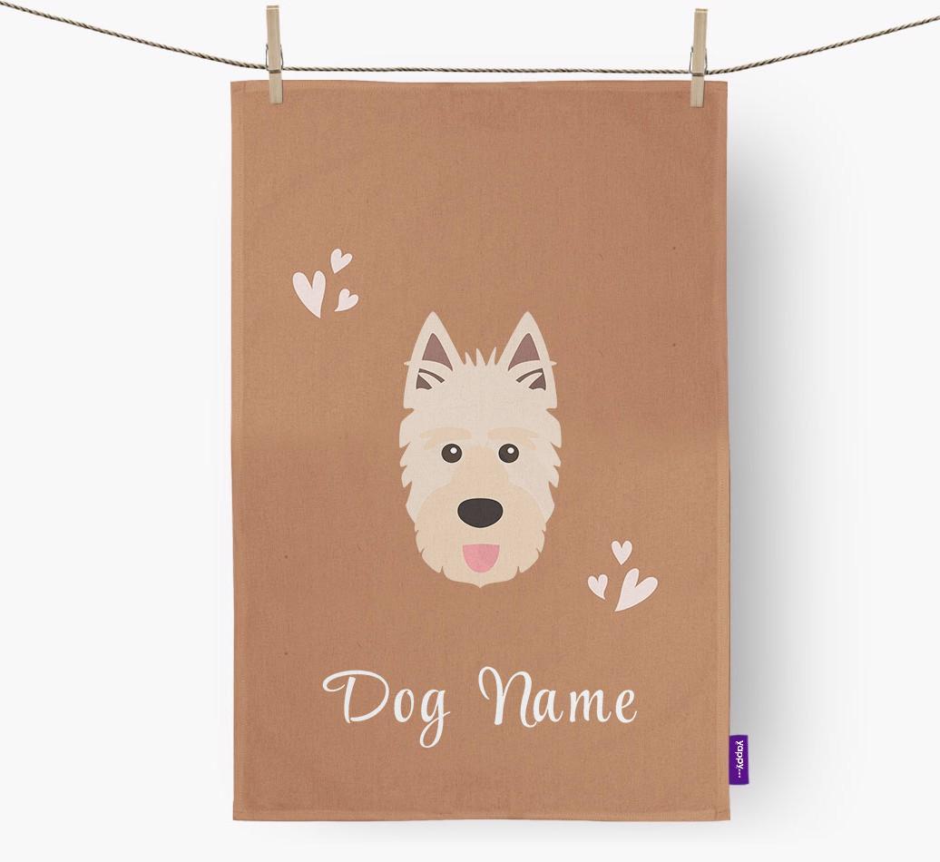 'Hearts' - Personalized {breedFullName} Dish Towel