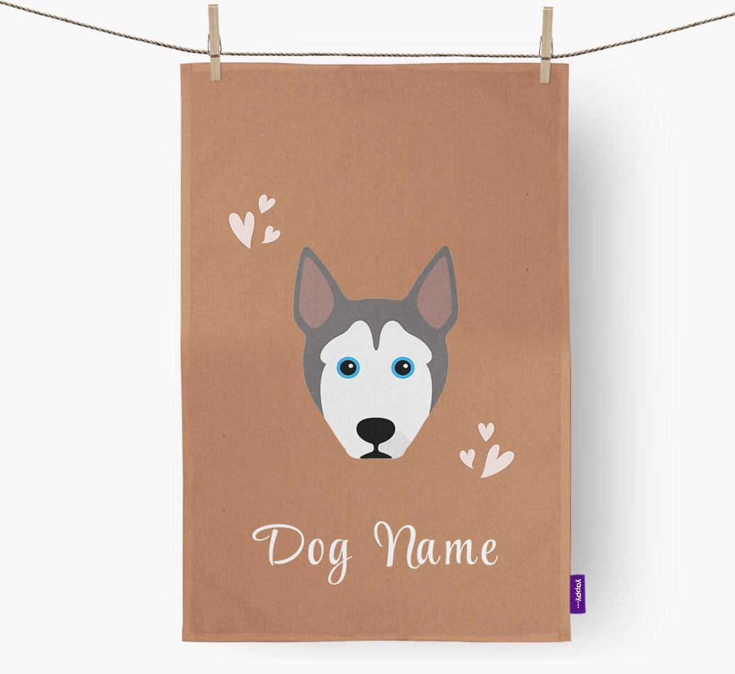 'Hearts' - Personalized {breedFullName} Dish Towel