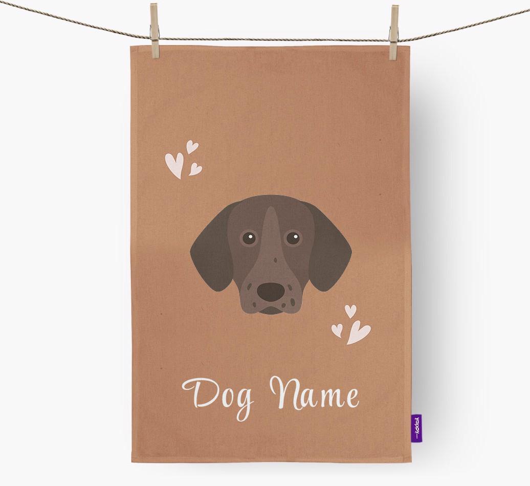 'Hearts' - Personalized {breedFullName} Dish Towel