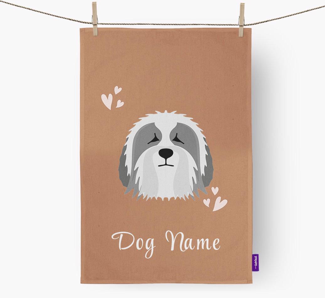 'Hearts' - Personalized {breedFullName} Dish Towel