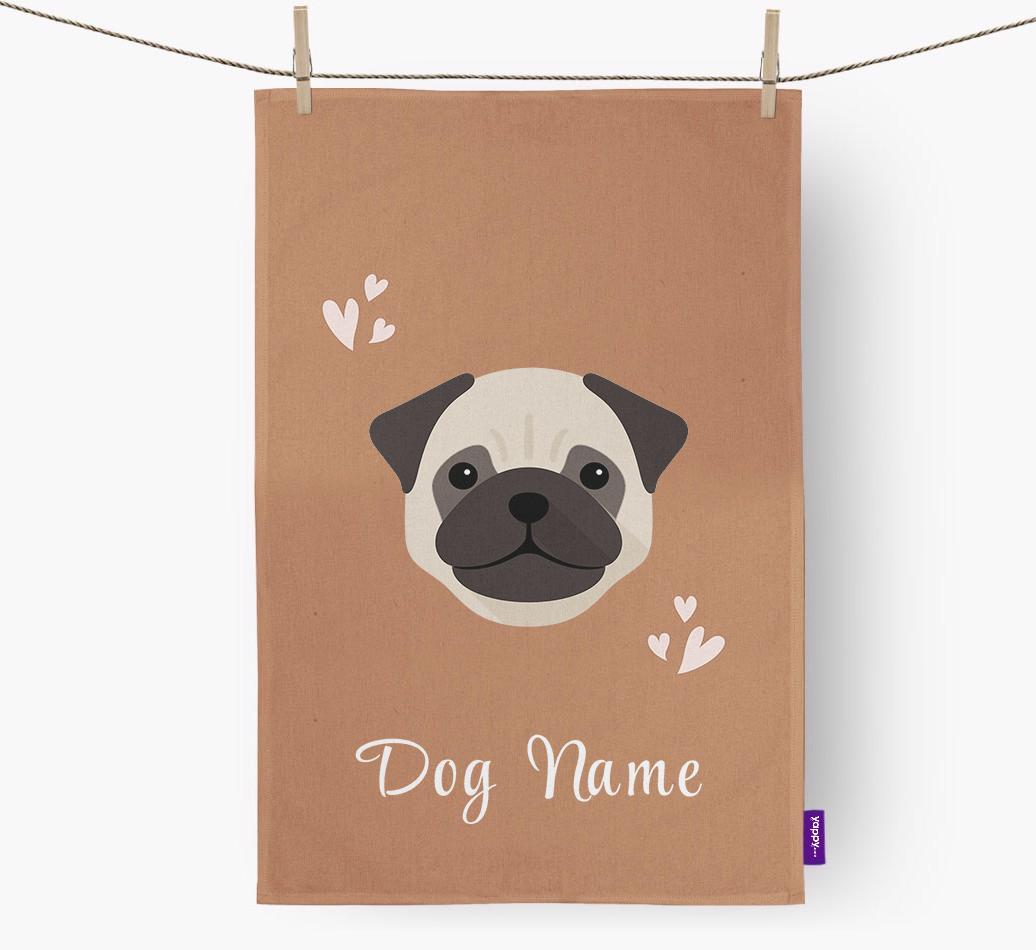 'Hearts' - Personalized {breedFullName} Dish Towel