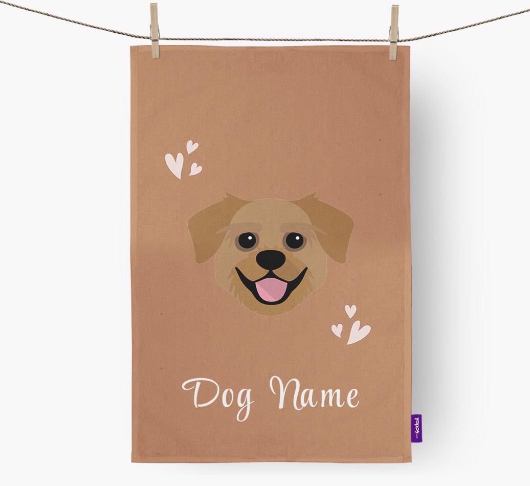 'Hearts' - Personalized {breedFullName} Dish Towel