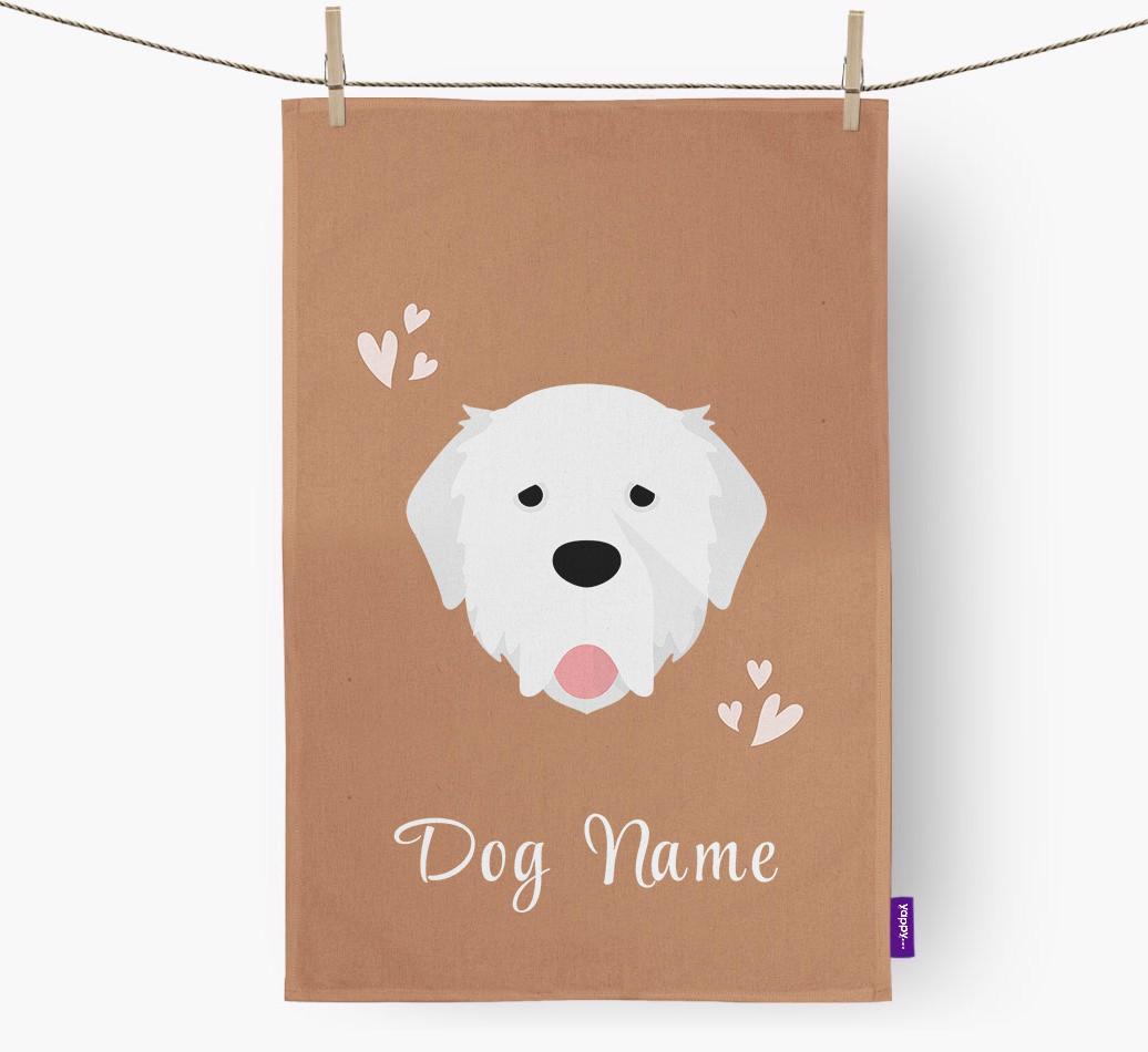 'Hearts' - Personalized {breedFullName} Dish Towel