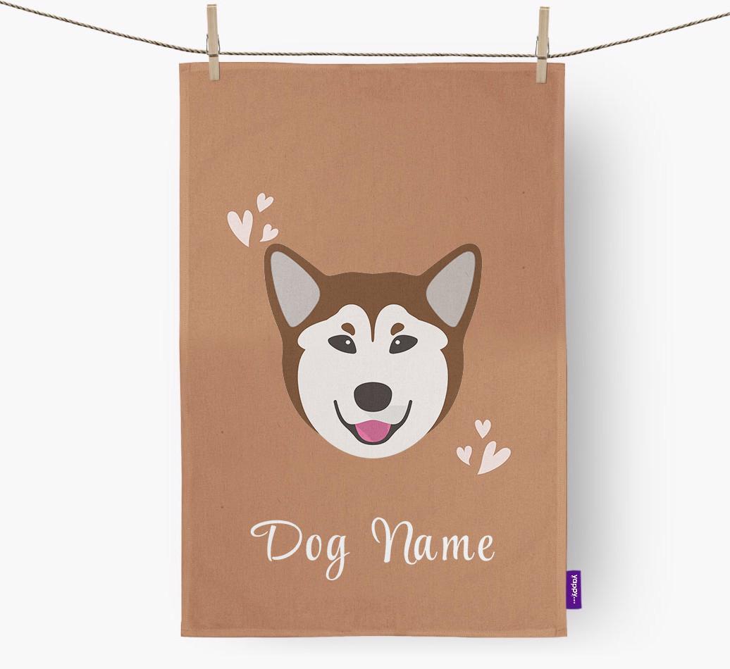 'Hearts' - Personalized {breedFullName} Dish Towel