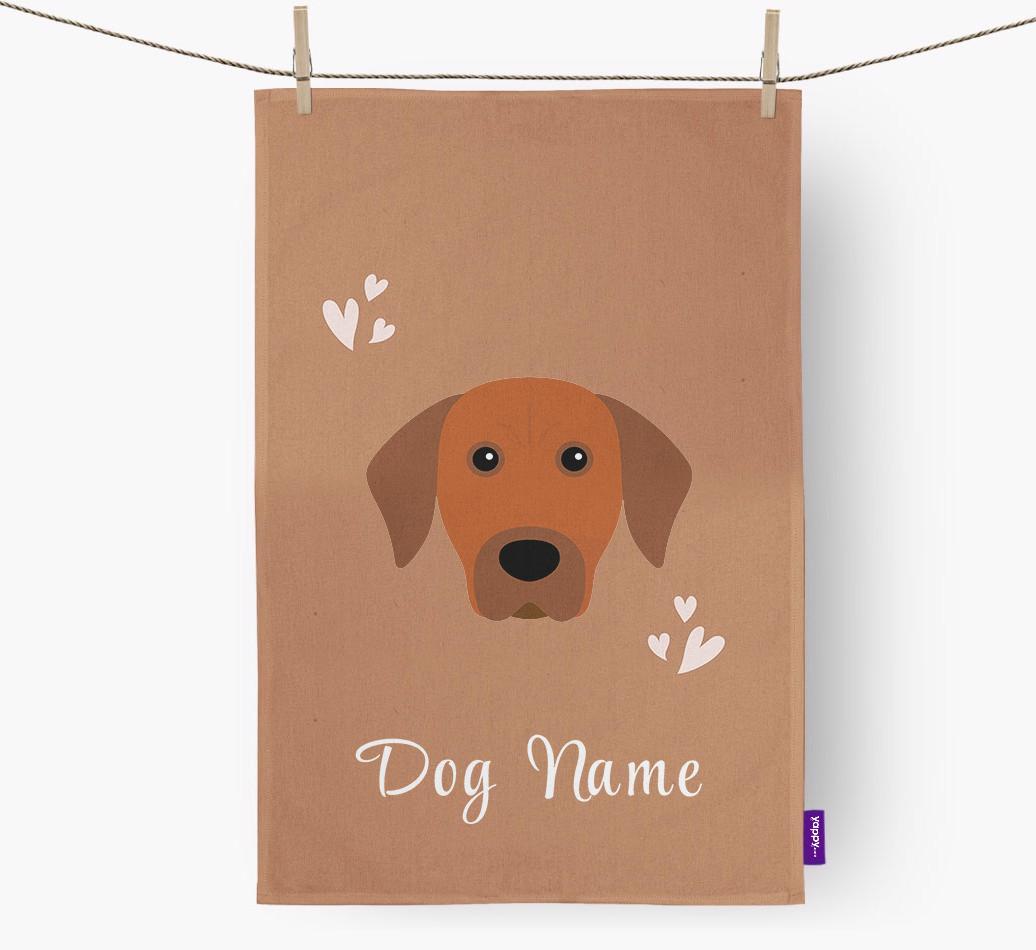 'Hearts' - Personalized {breedFullName} Dish Towel