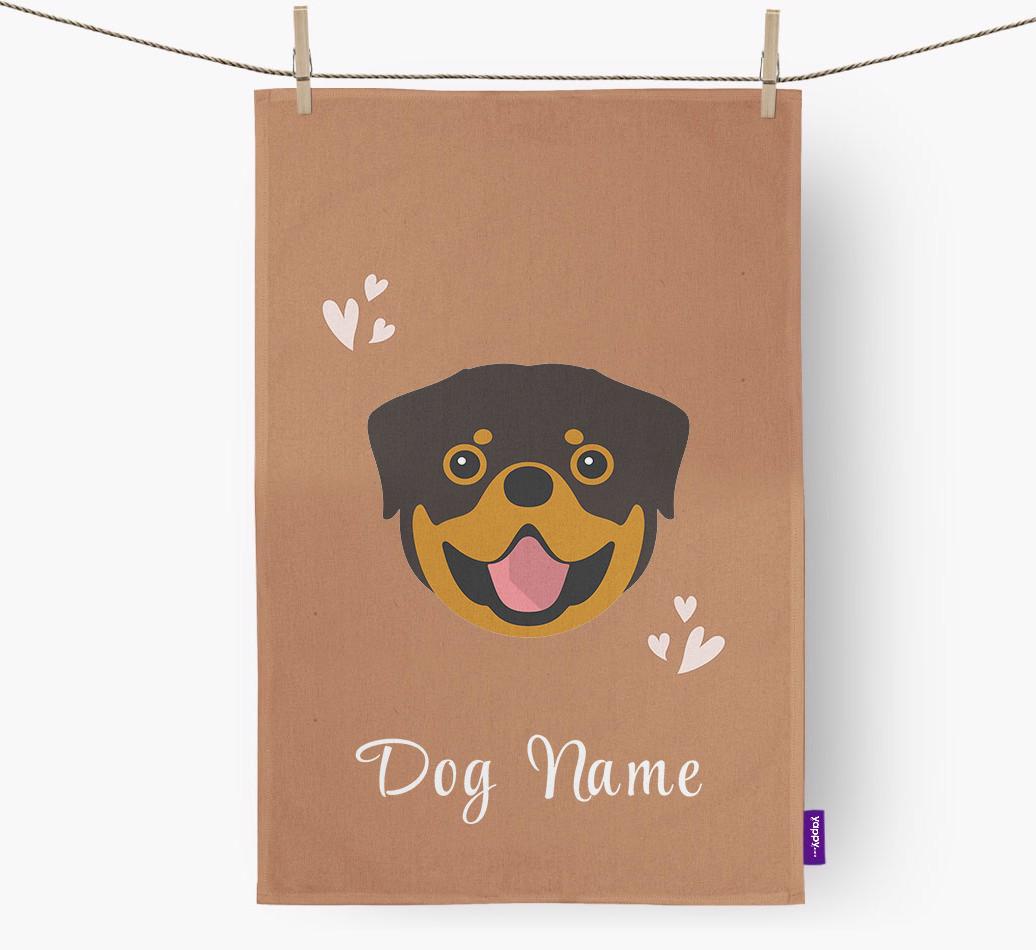 'Hearts' - Personalized {breedFullName} Dish Towel